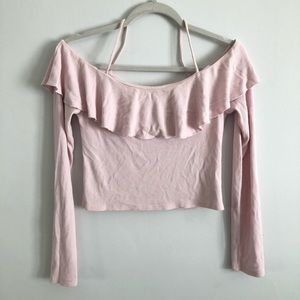 Pink Off the shoulder long sleeve Top